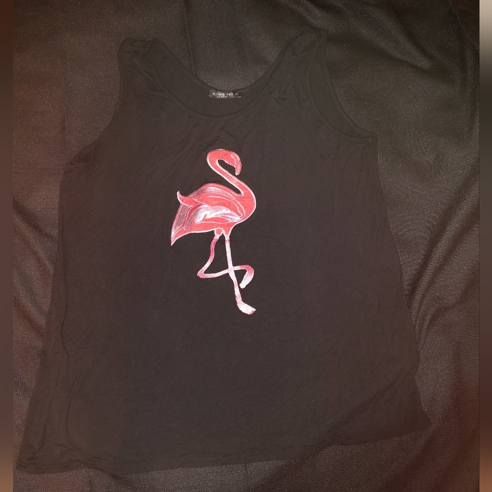 2X Women's Flamingo sequin Applique Tank